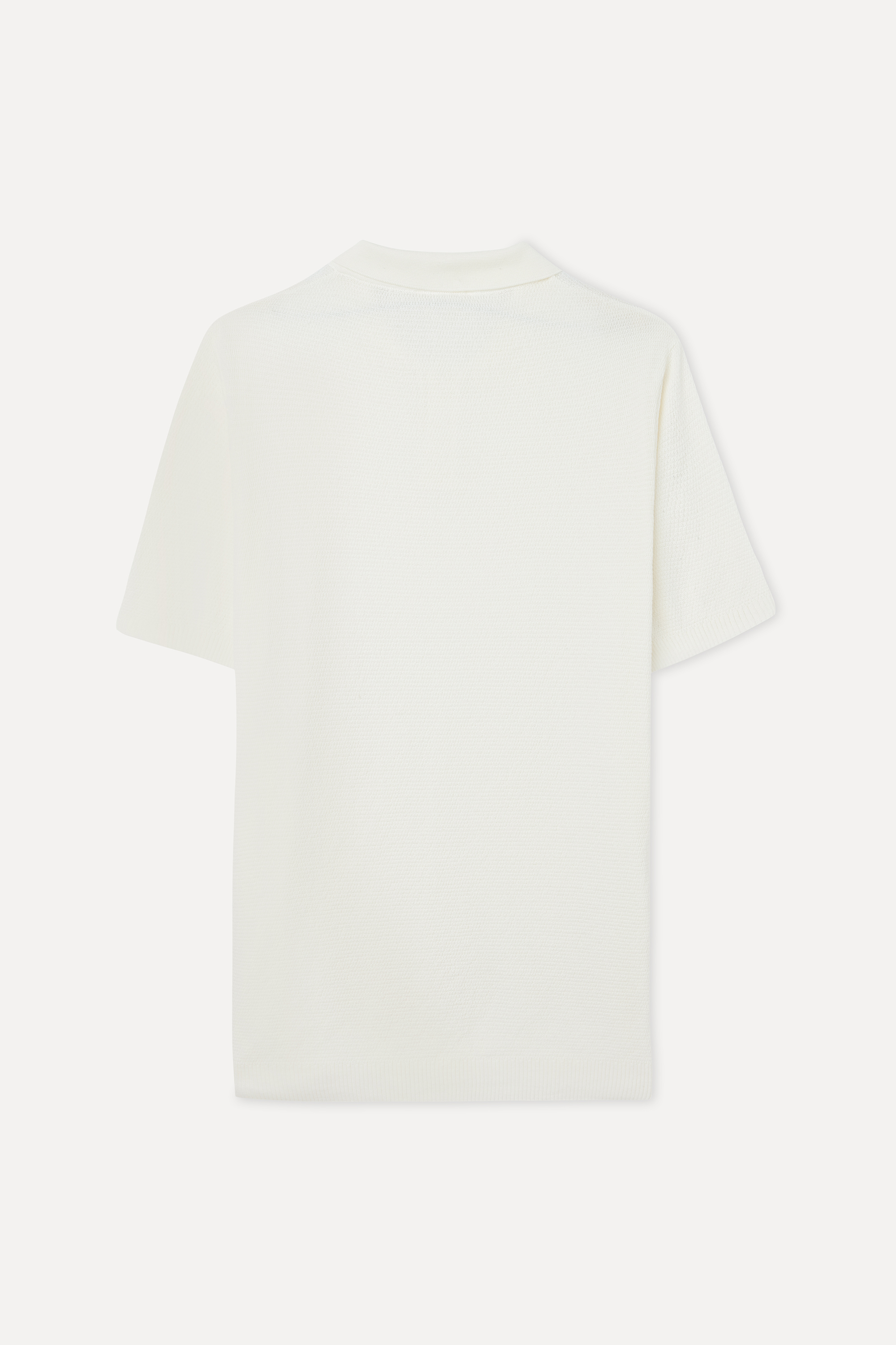 Erkek Beyaz Polo Yaka Kısa Kollu Triko Kazak