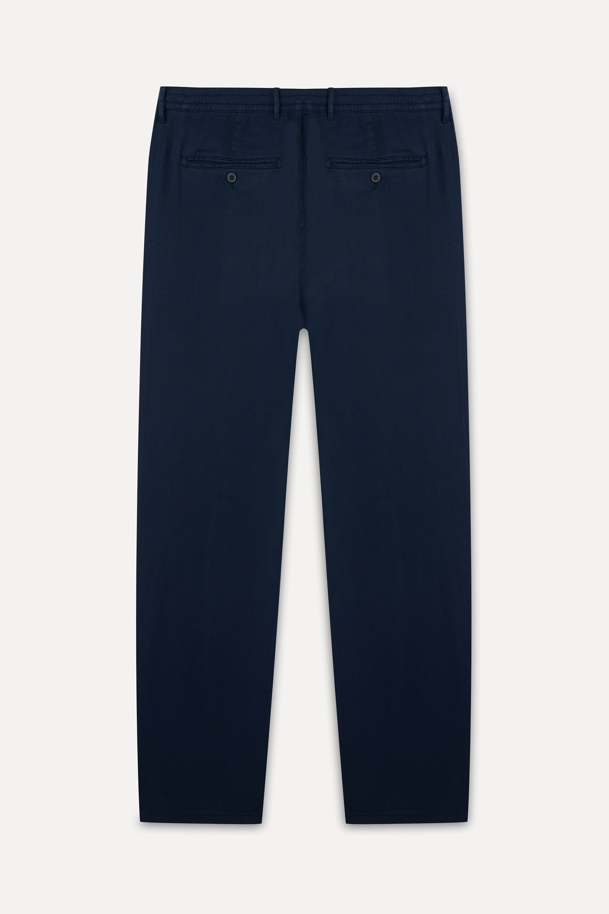 Erkek Lacivert Slim Straight Fit Beli Bağlamalı Pantolon