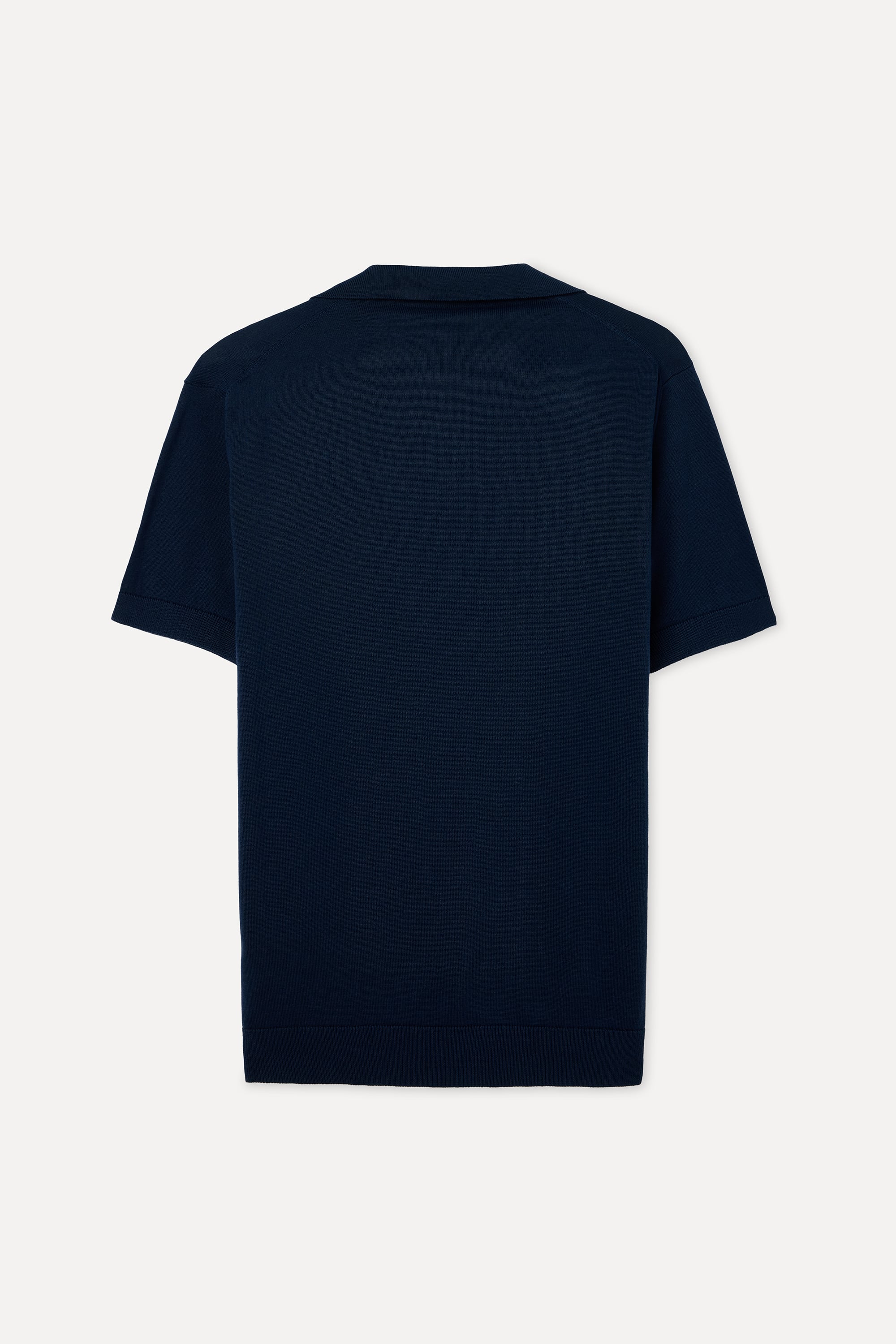 Erkek Lacivert Polo Yaka Kısa Kollu Triko Kazak