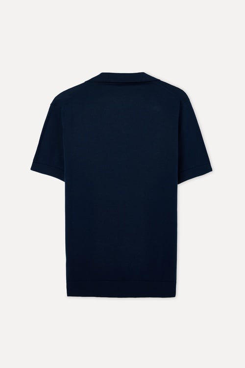  Erkek Lacivert Polo Yaka Kısa Kollu Triko Kazak