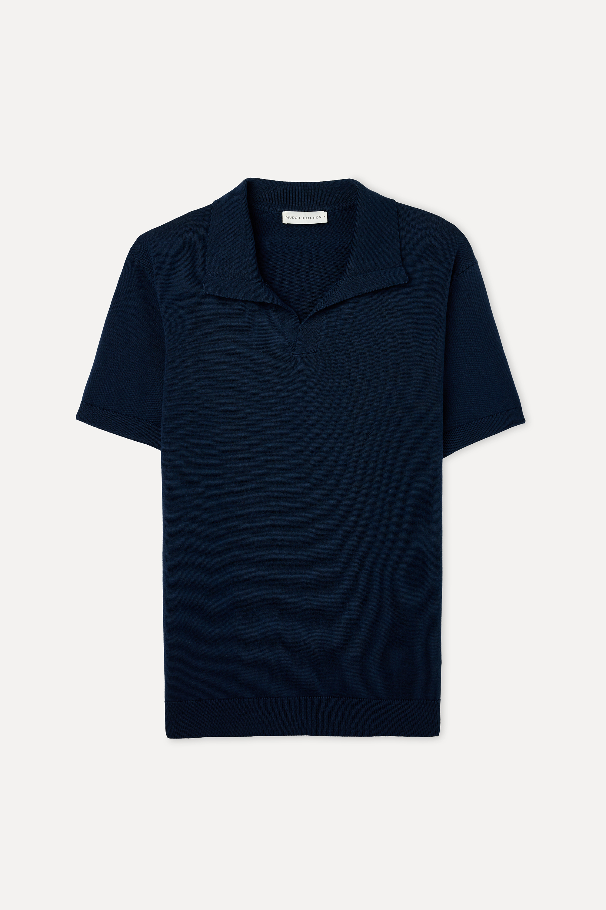 Erkek Lacivert Polo Yaka Kısa Kollu Triko Kazak