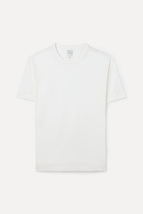 Erkek Kırık Beyaz Comfort Fit Bisiklet Yaka T-Shirt