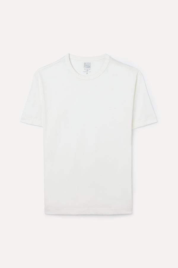 Erkek Kırık Beyaz Comfort Fit Bisiklet Yaka T-Shirt