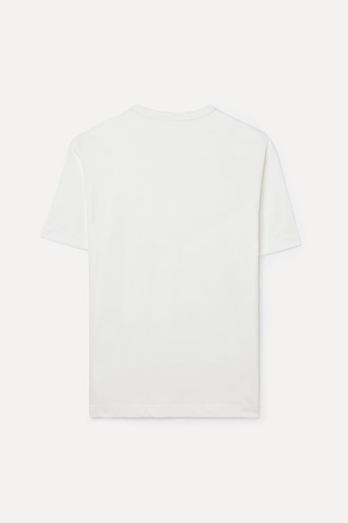 Erkek Kırık Beyaz Comfort Fit Bisiklet Yaka T-Shirt