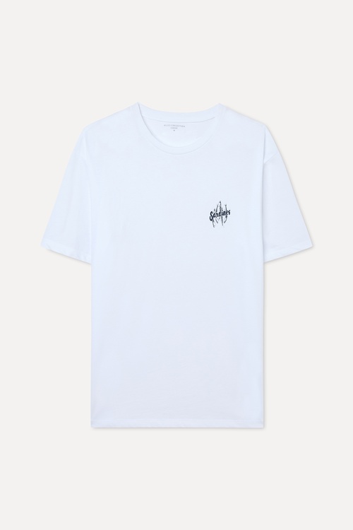 COMFORT FIT BASKILI BİSİKLET YAKA T-SHIRT