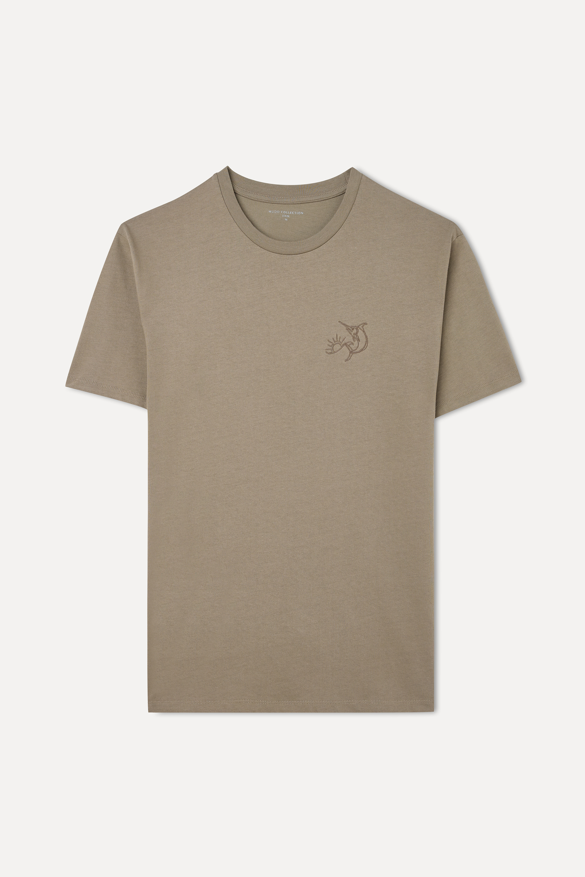 NAKIŞLI LOOSE FIT BİSİKLET YAKA T-SHIRT