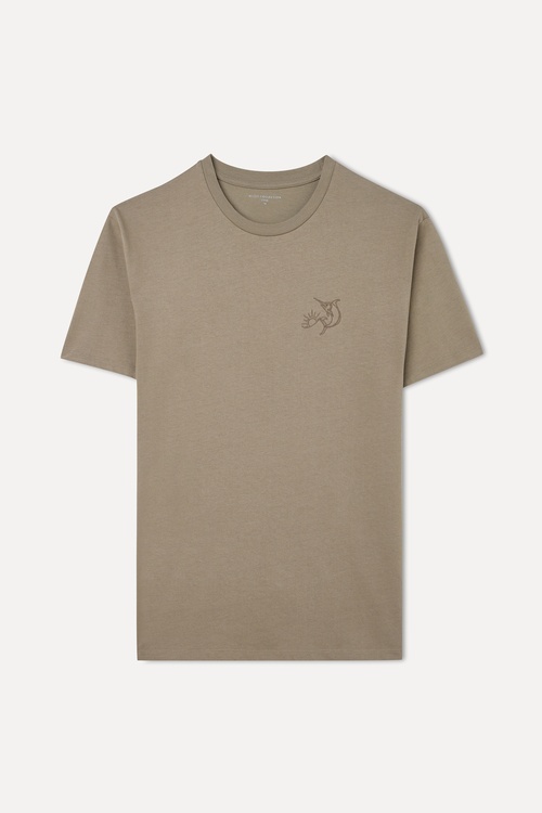 NAKIŞLI LOOSE FIT BİSİKLET YAKA T-SHIRT