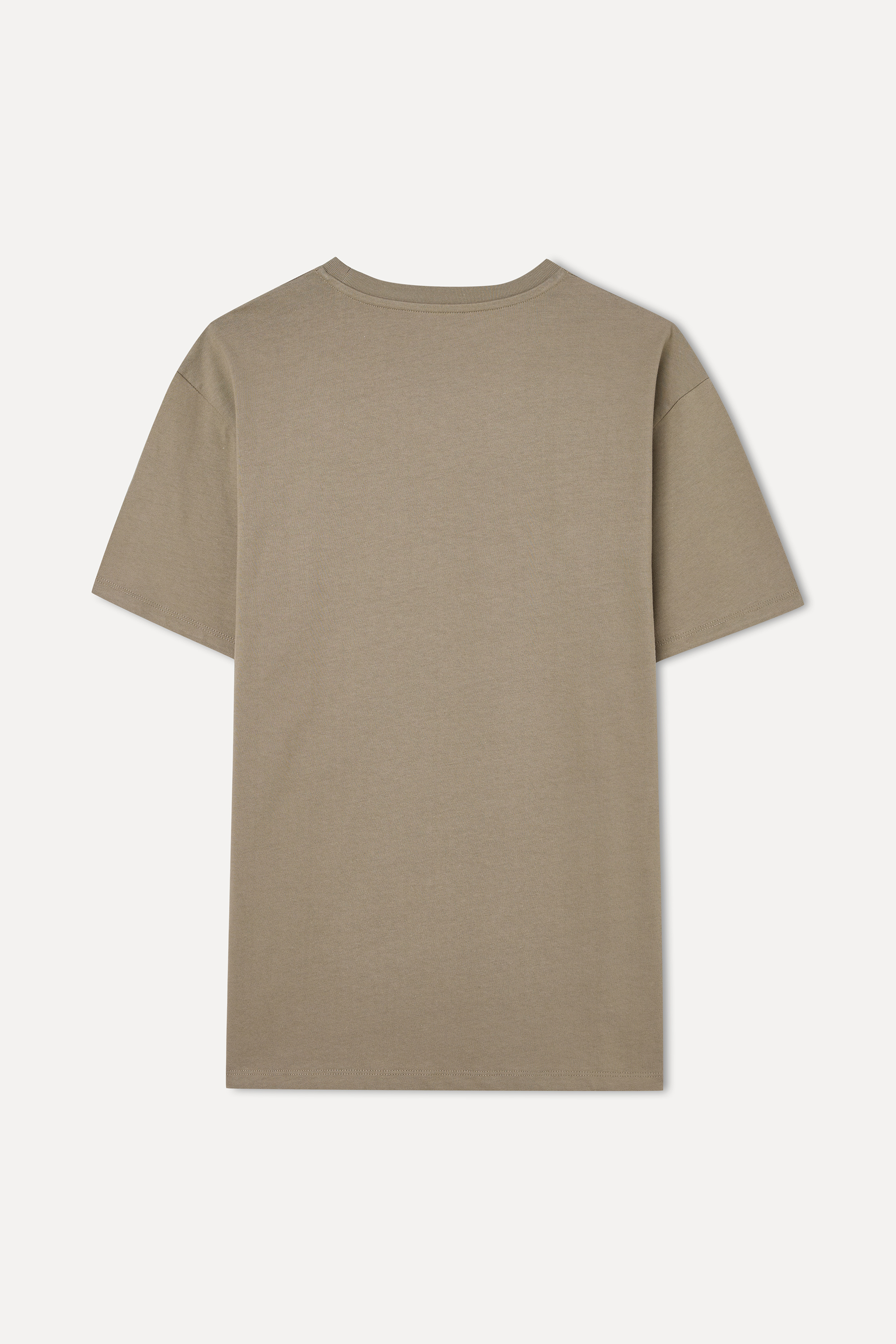 NAKIŞLI LOOSE FIT BİSİKLET YAKA T-SHIRT