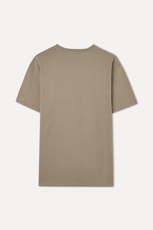 NAKIŞLI LOOSE FIT BİSİKLET YAKA T-SHIRT