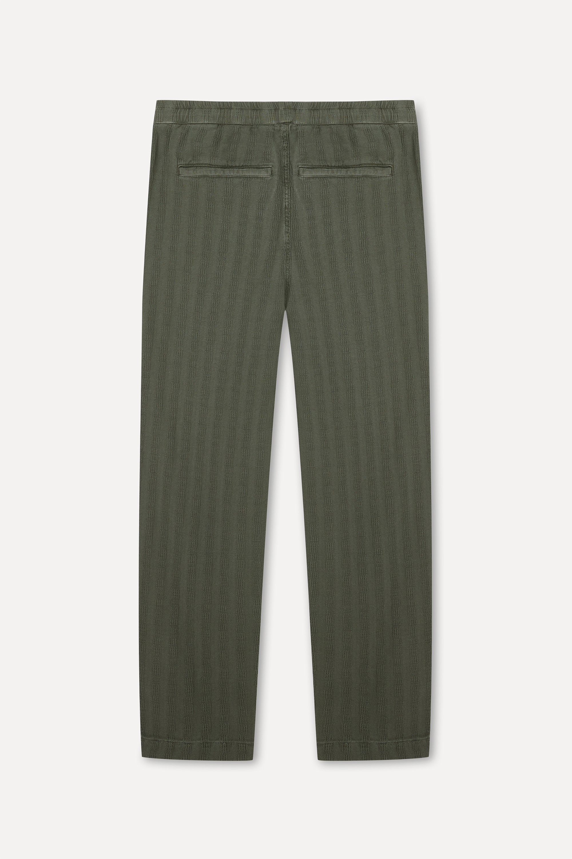 Erkek Haki Tekstürlü Comfort Fit Beli Bağlamalı Pantolon