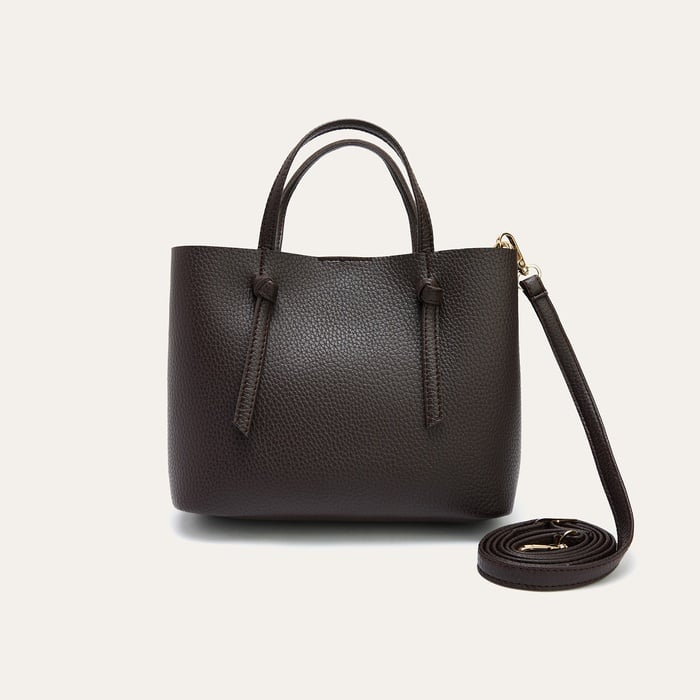 DERİ GÖRÜNÜMLÜ ASKILI EL ÇANTASI