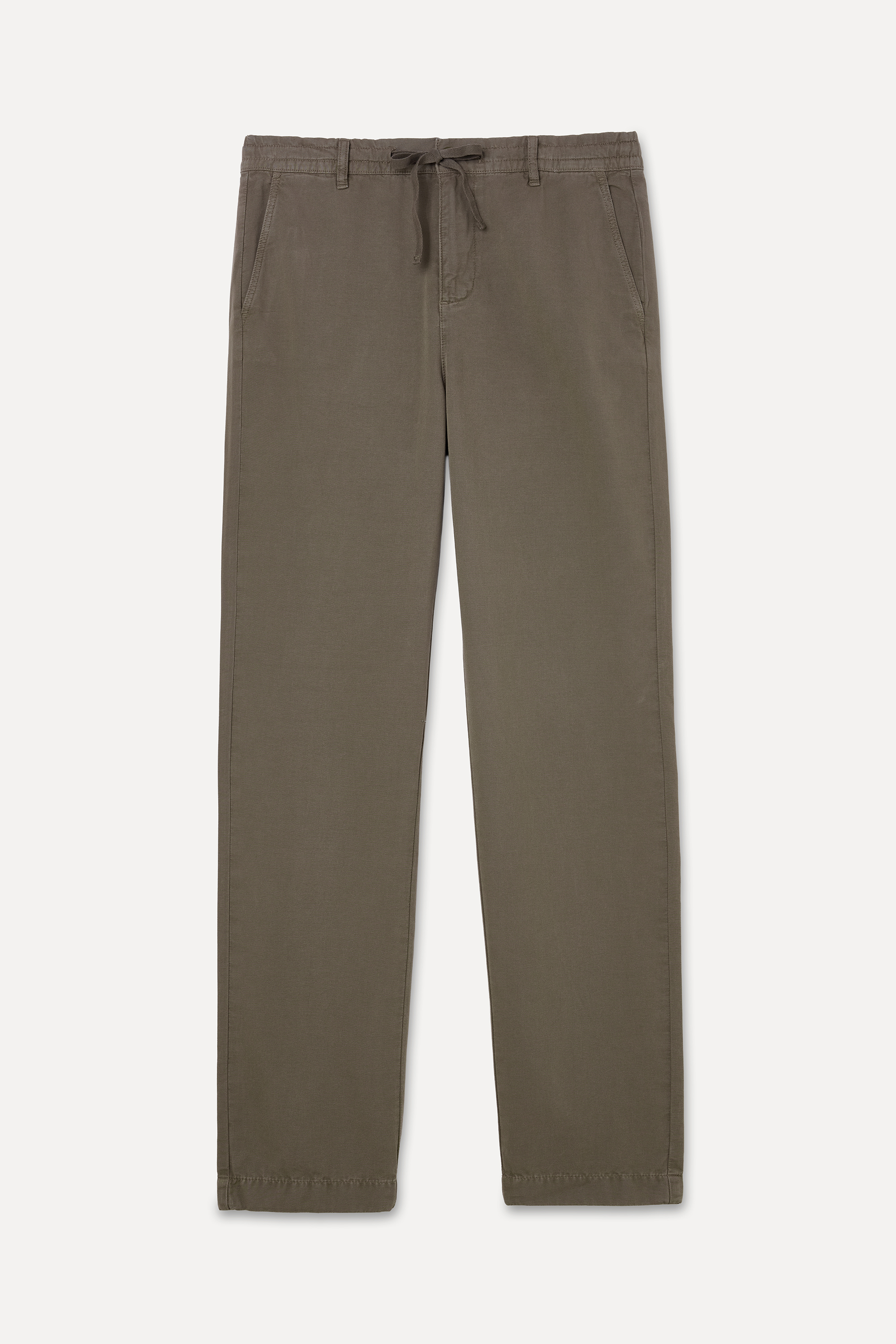 Erkek Vizon Rengi Straight Fit Beli Bağlamalı Pantolon