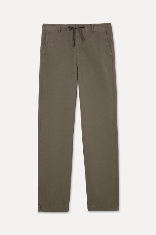  Erkek Vizon Rengi Straight Fit Beli Bağlamalı Pantolon