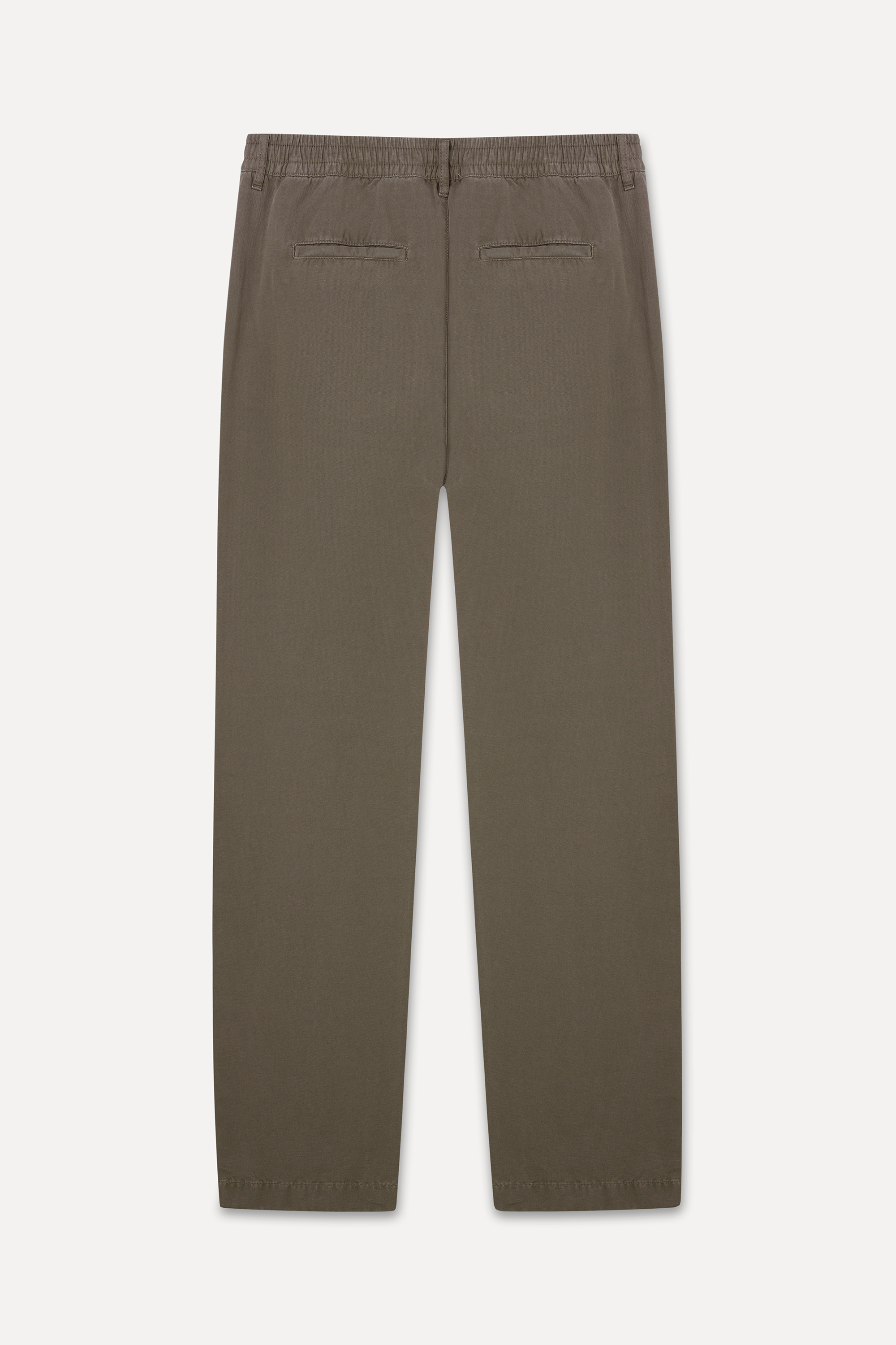 Erkek Vizon Rengi Straight Fit Beli Bağlamalı Pantolon