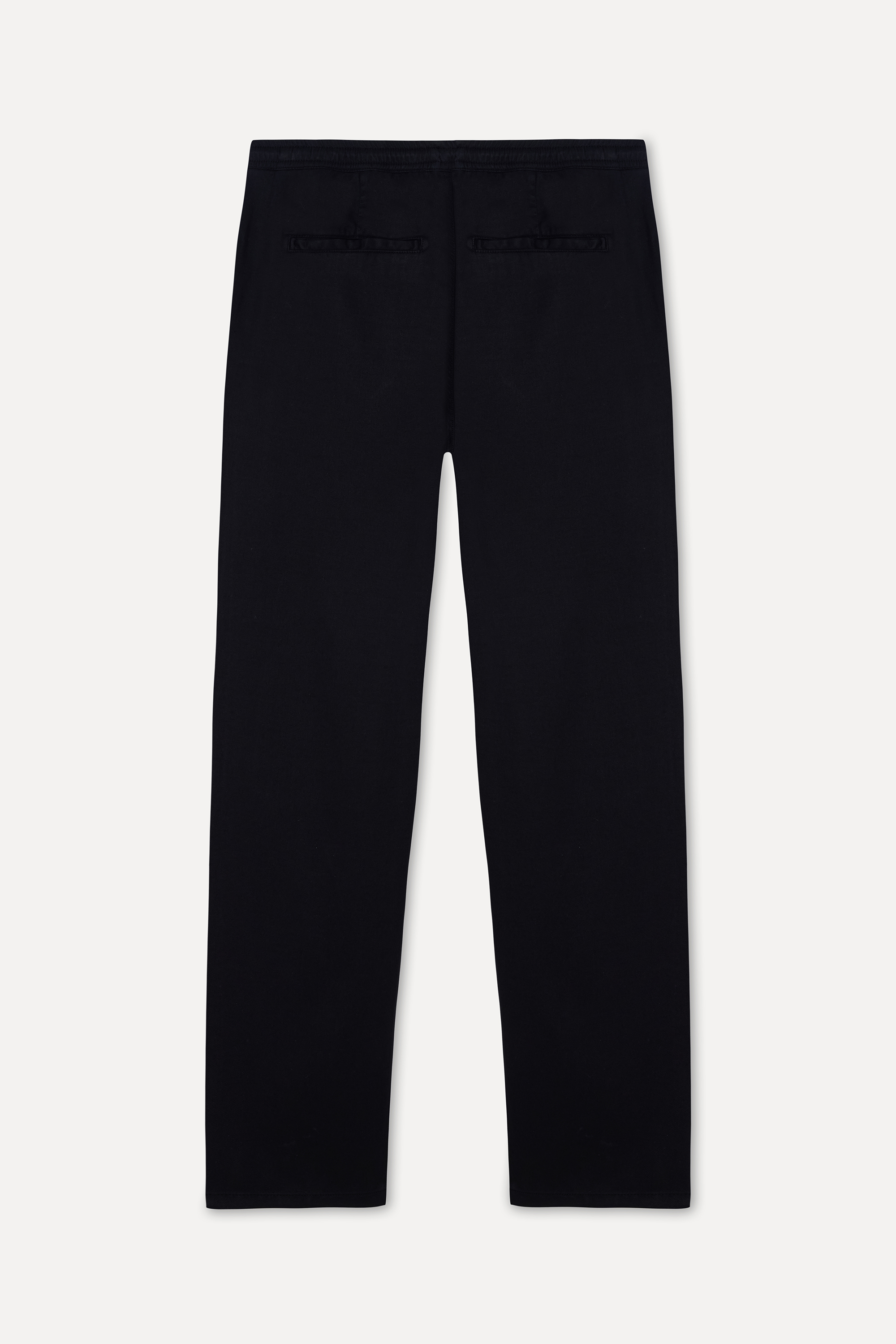 Erkek Siyah Straight Fit Beli Bağlamalı Pantolon