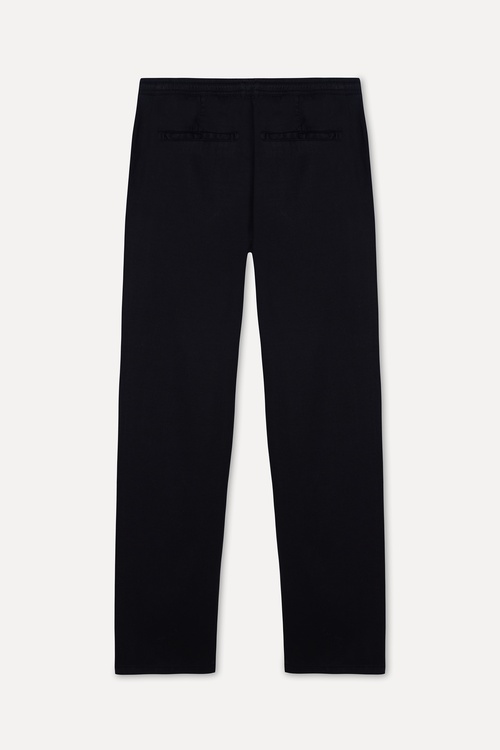  Erkek Siyah Straight Fit Beli Bağlamalı Pantolon