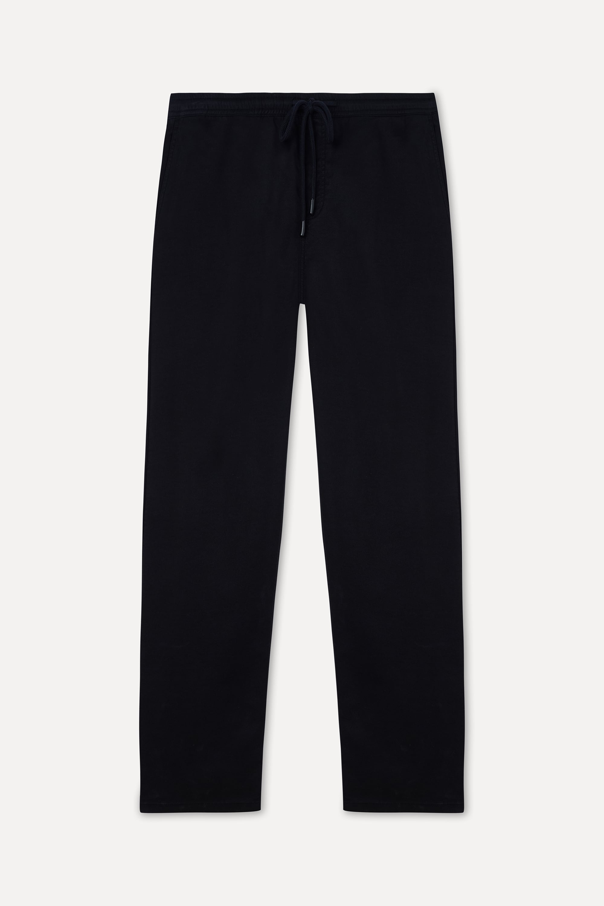 Erkek Siyah Straight Fit Beli Bağlamalı Pantolon