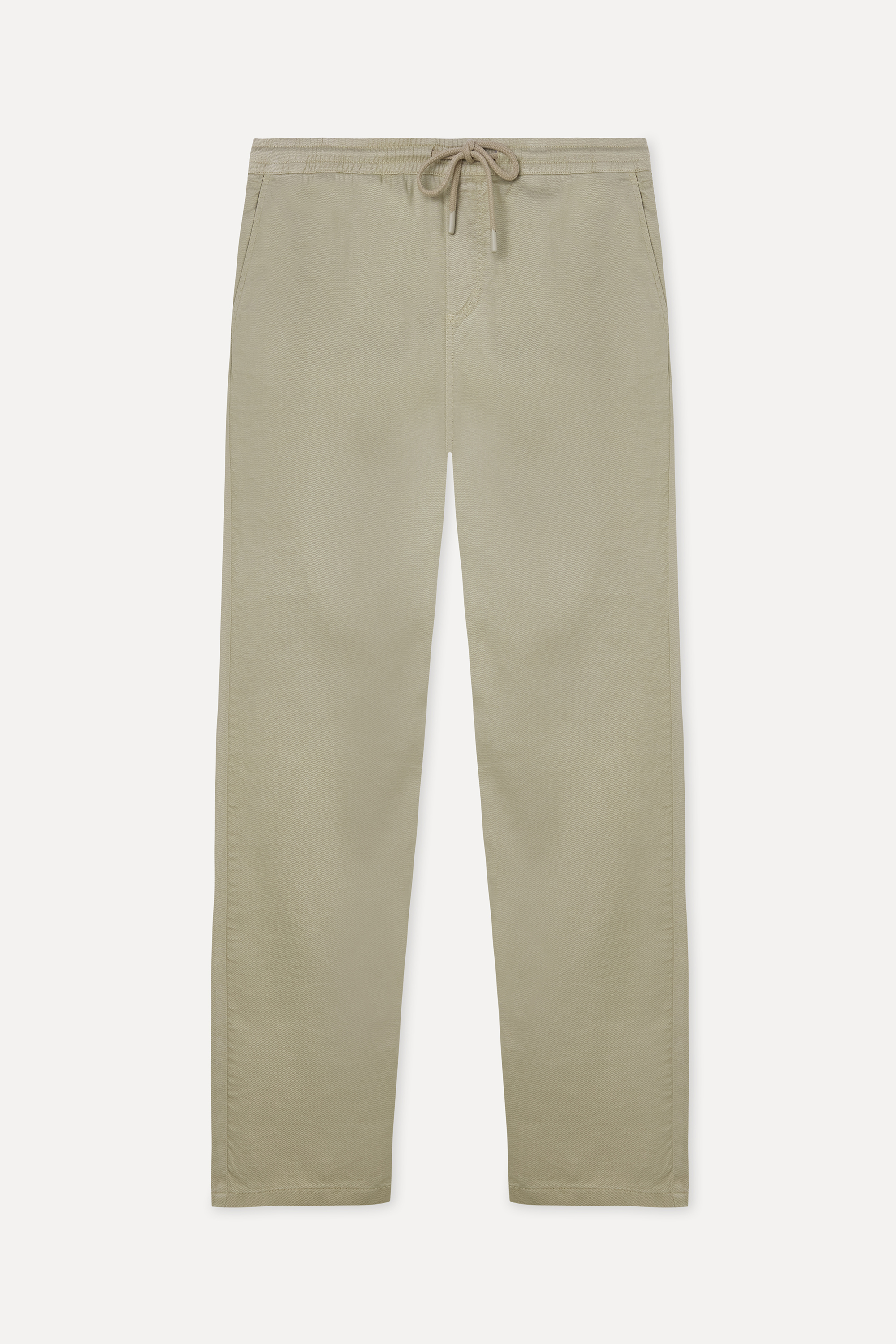 Erkek Bej Rengi Straight Fit Beli Bağlamalı Pantolon