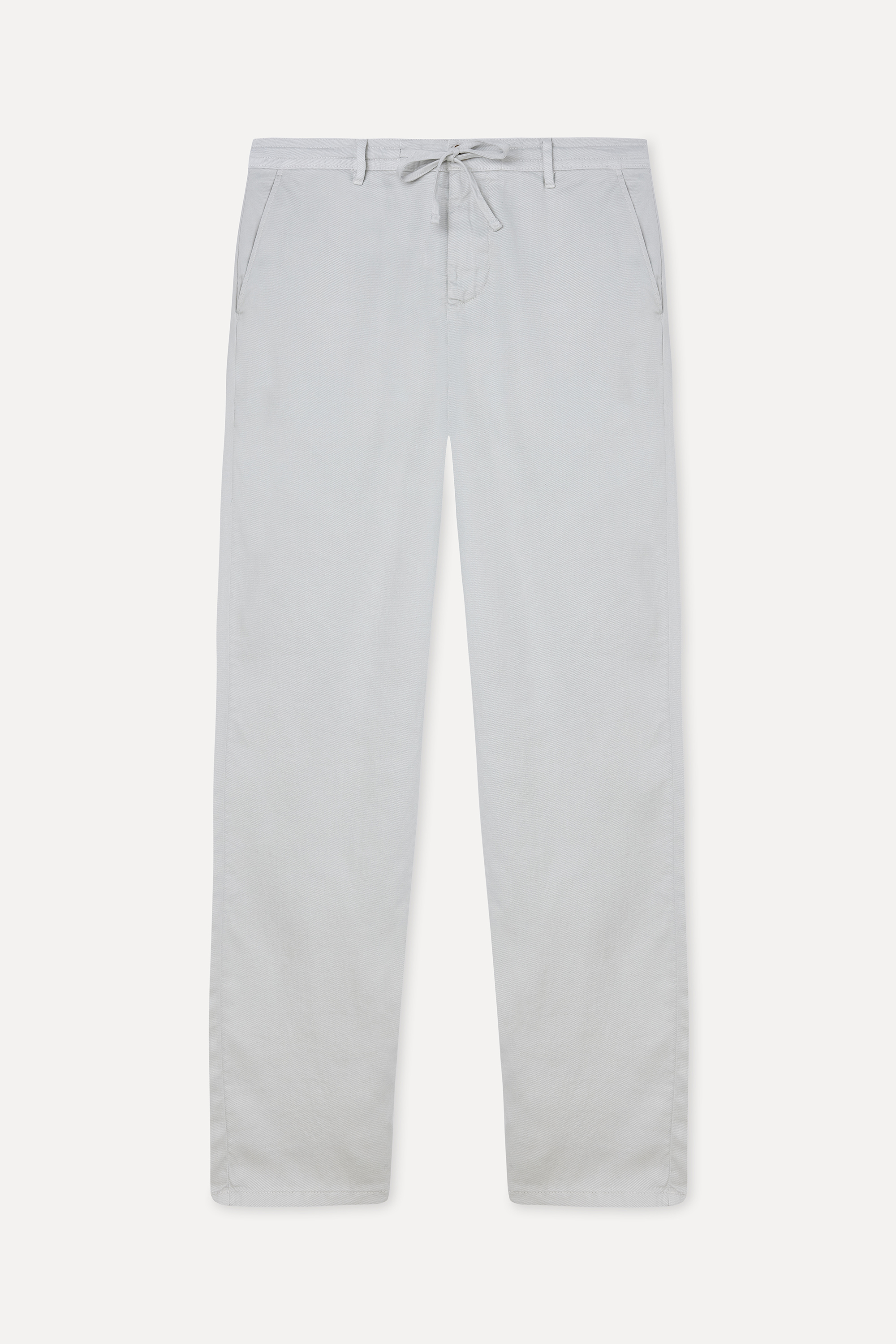 Erkek Gri Slim Straight Fit Beli Bağlamalı Pantolon