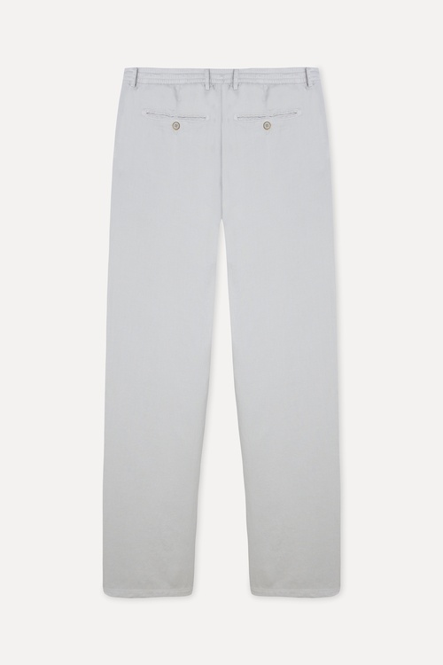  Erkek Gri Slim Straight Fit Beli Bağlamalı Pantolon