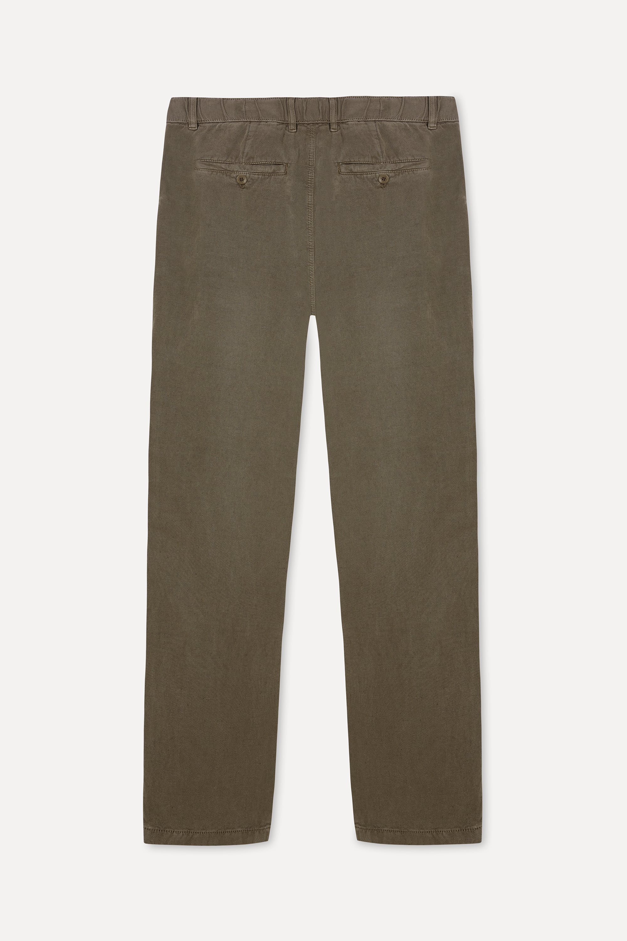 Erkek Kahverengi Keten Karışımlı Straight Fit Pantolon