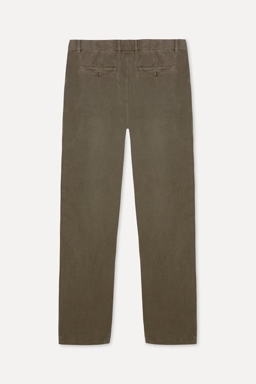  Erkek Kahverengi Keten Karışımlı Straight Fit Pantolon