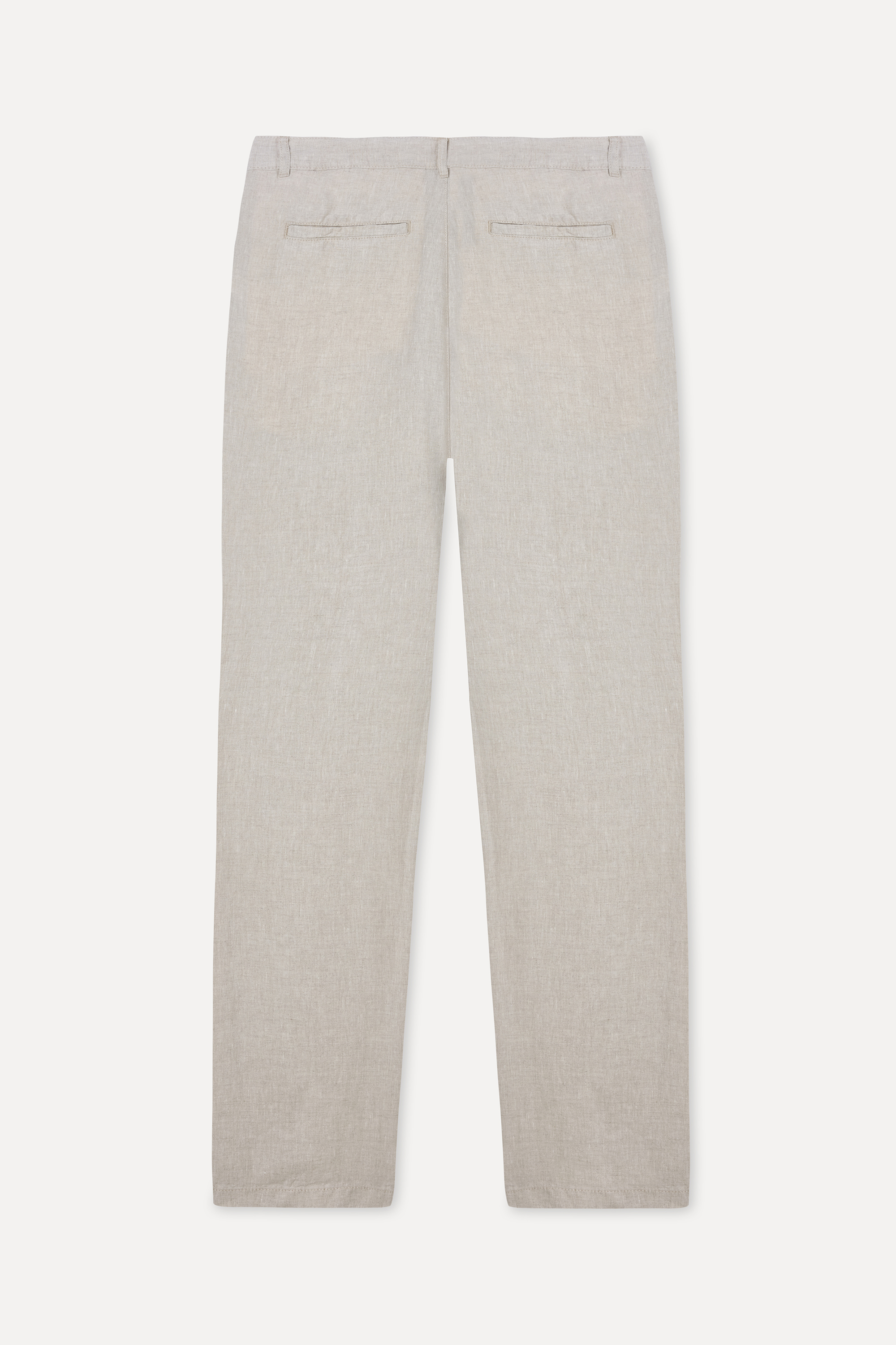Erkek Bej Straight Fit Keten Pantolon