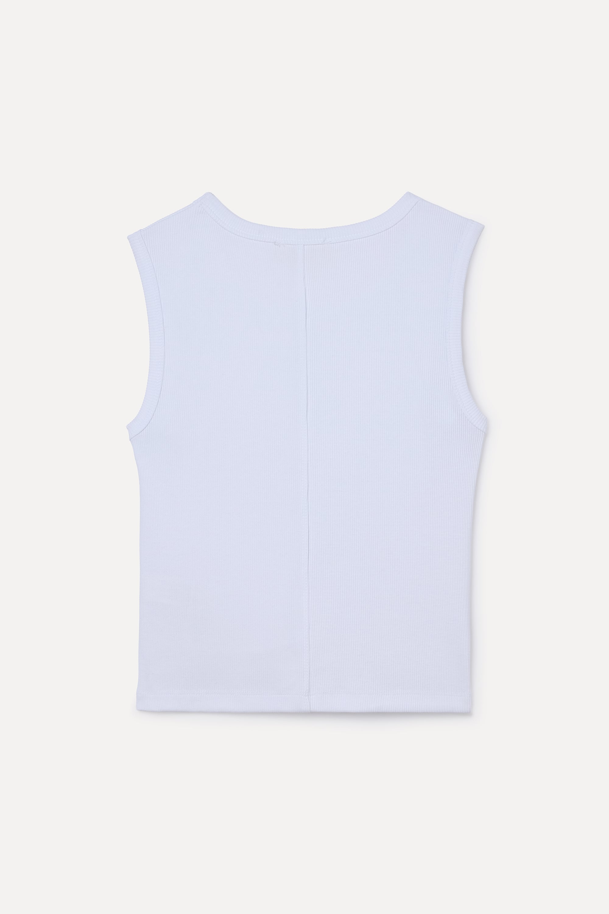 Mudo Kadın Beyaz Bisiklet Yaka Kolsuz T-Shirt görsel 2