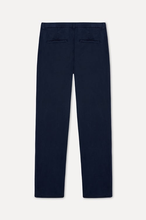 Erkek Lacivert Straight Fit Chino Pantolon
