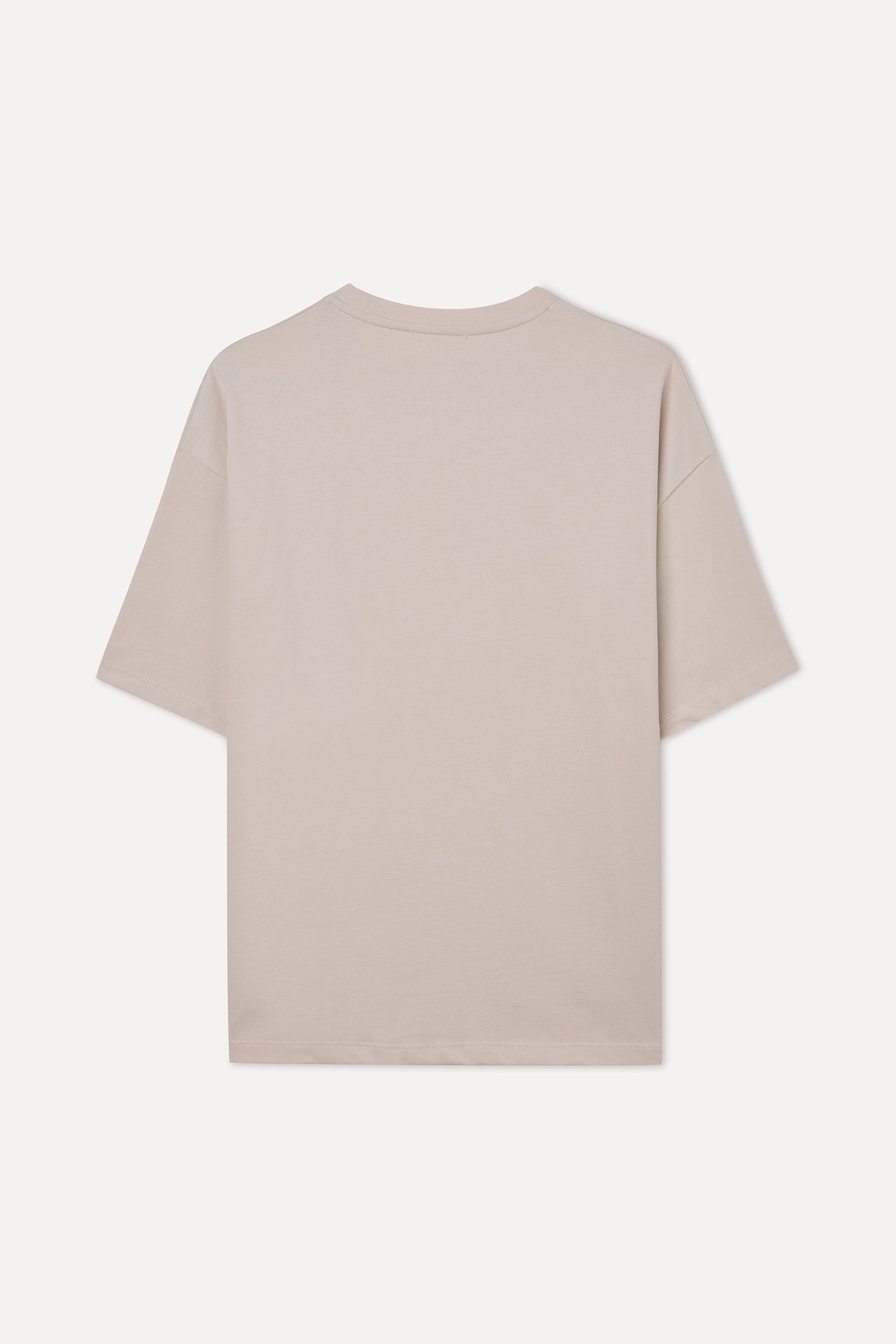 BASKILI NAKIŞLI LOOSE FIT BİSİKLET YAKA T-SHIRT