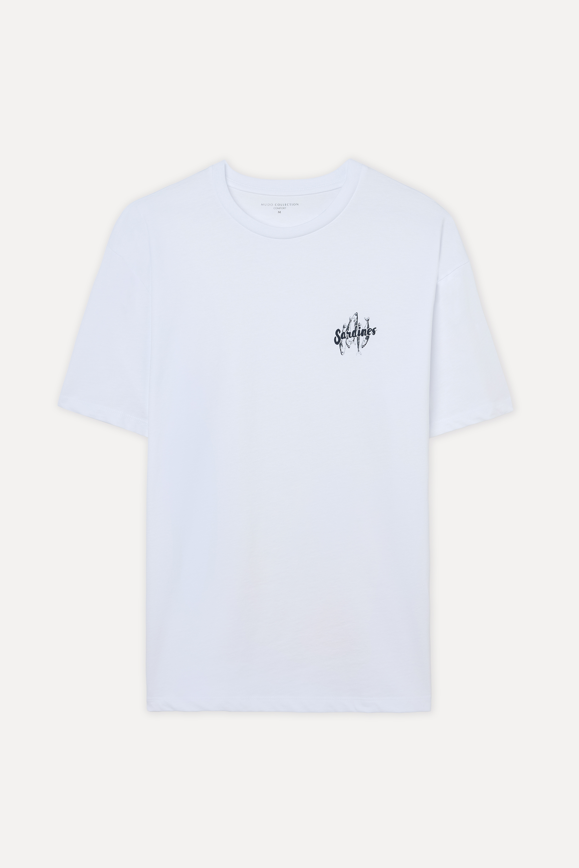 COMFORT FIT BASKILI BİSİKLET YAKA T-SHIRT