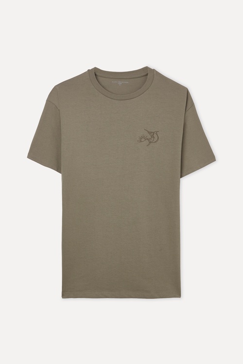 NAKIŞLI LOOSE FIT BİSİKLET YAKA T-SHIRT