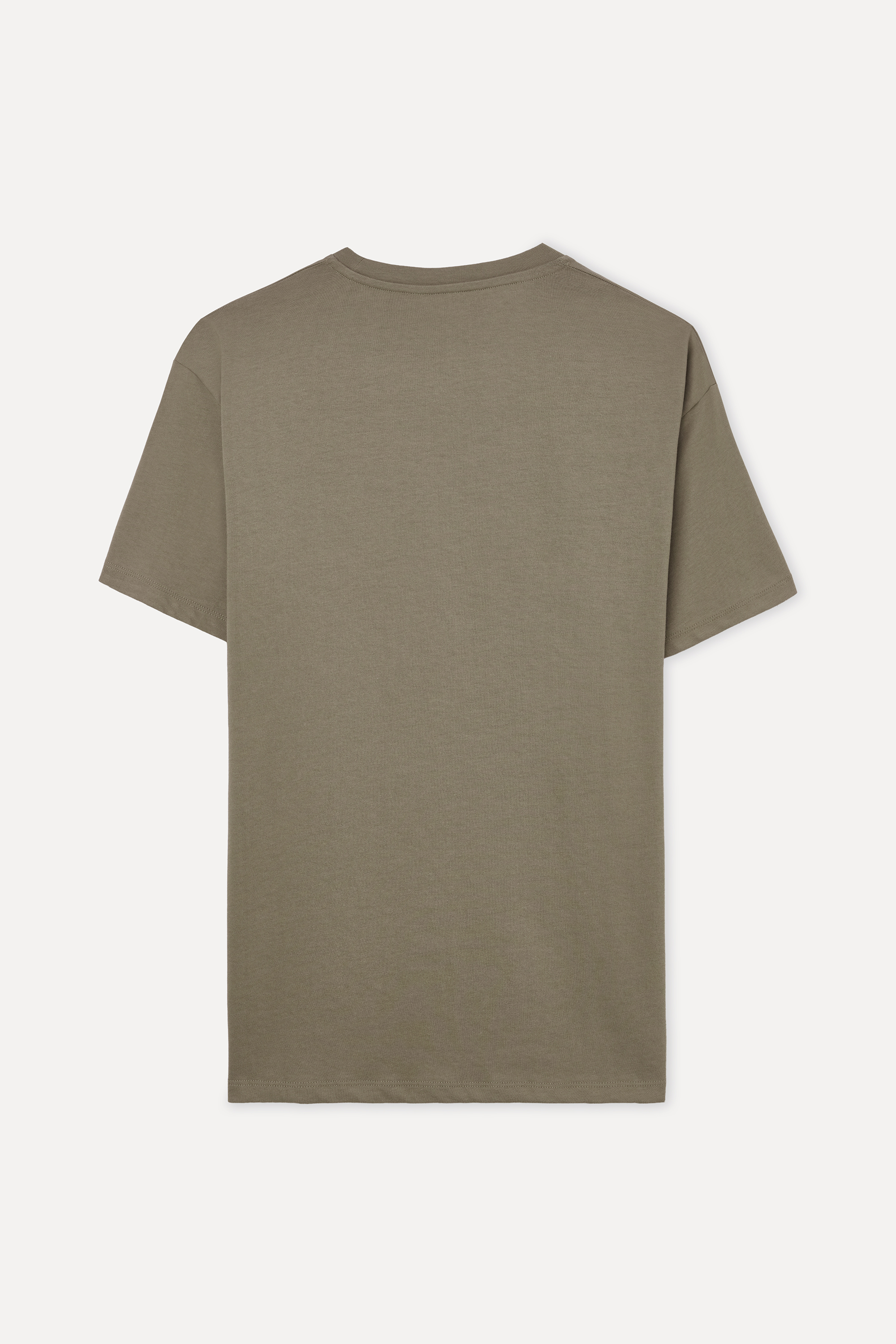 NAKIŞLI LOOSE FIT BİSİKLET YAKA T-SHIRT