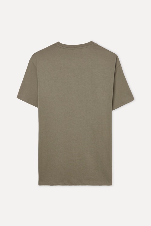 NAKIŞLI LOOSE FIT BİSİKLET YAKA T-SHIRT