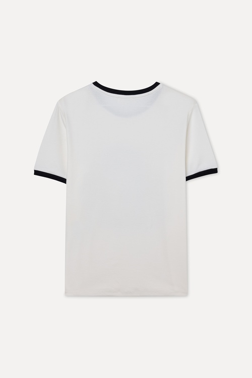 BASKILI BİSİKLET YAKA T-SHIRT