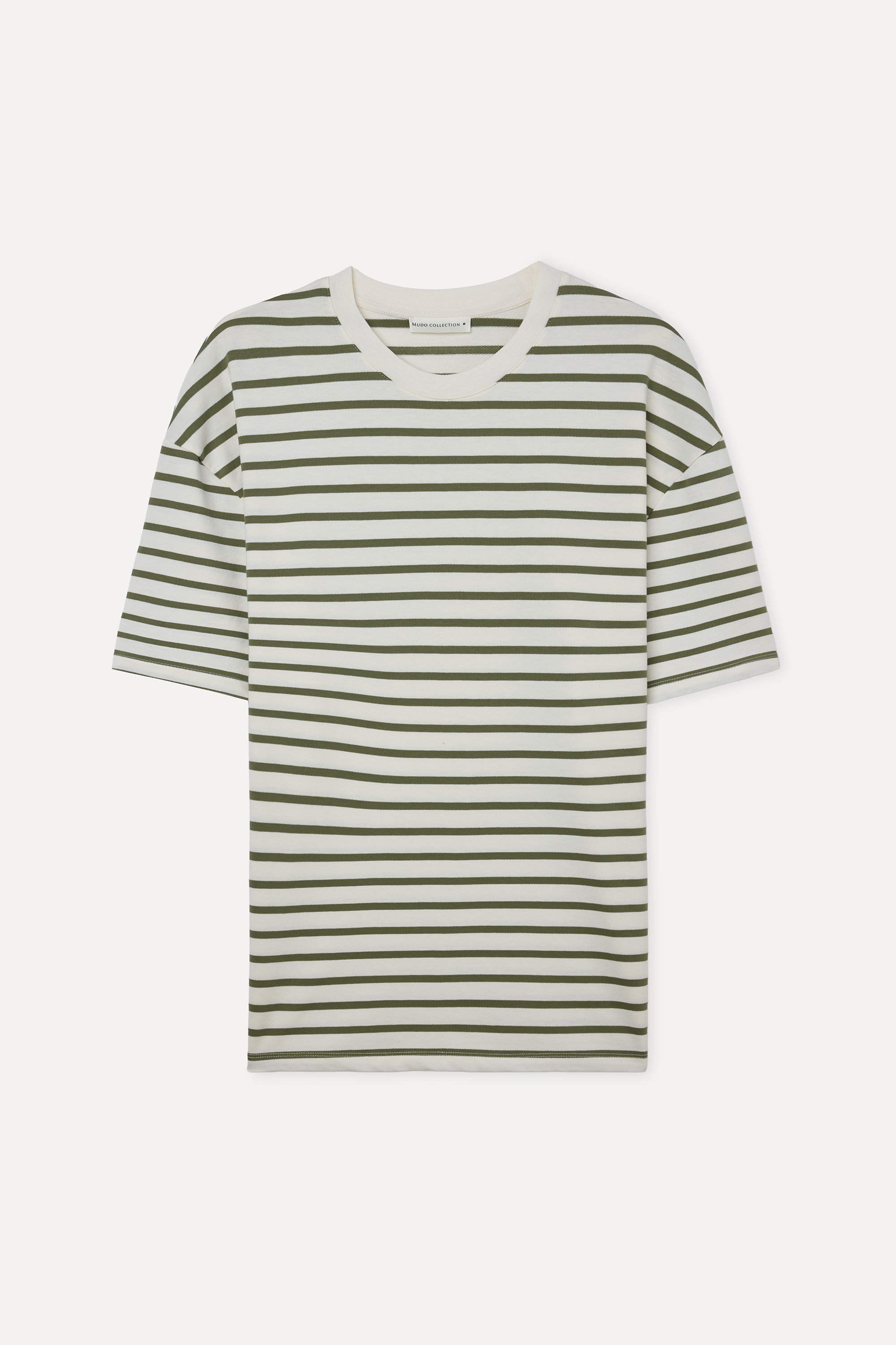 ÇİZGİLİ OVERSIZE BİSİKLET YAKA T-SHIRT