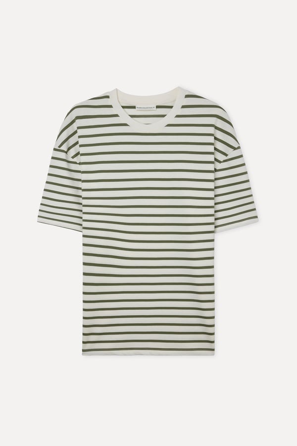 ÇİZGİLİ OVERSIZE BİSİKLET YAKA T-SHIRT