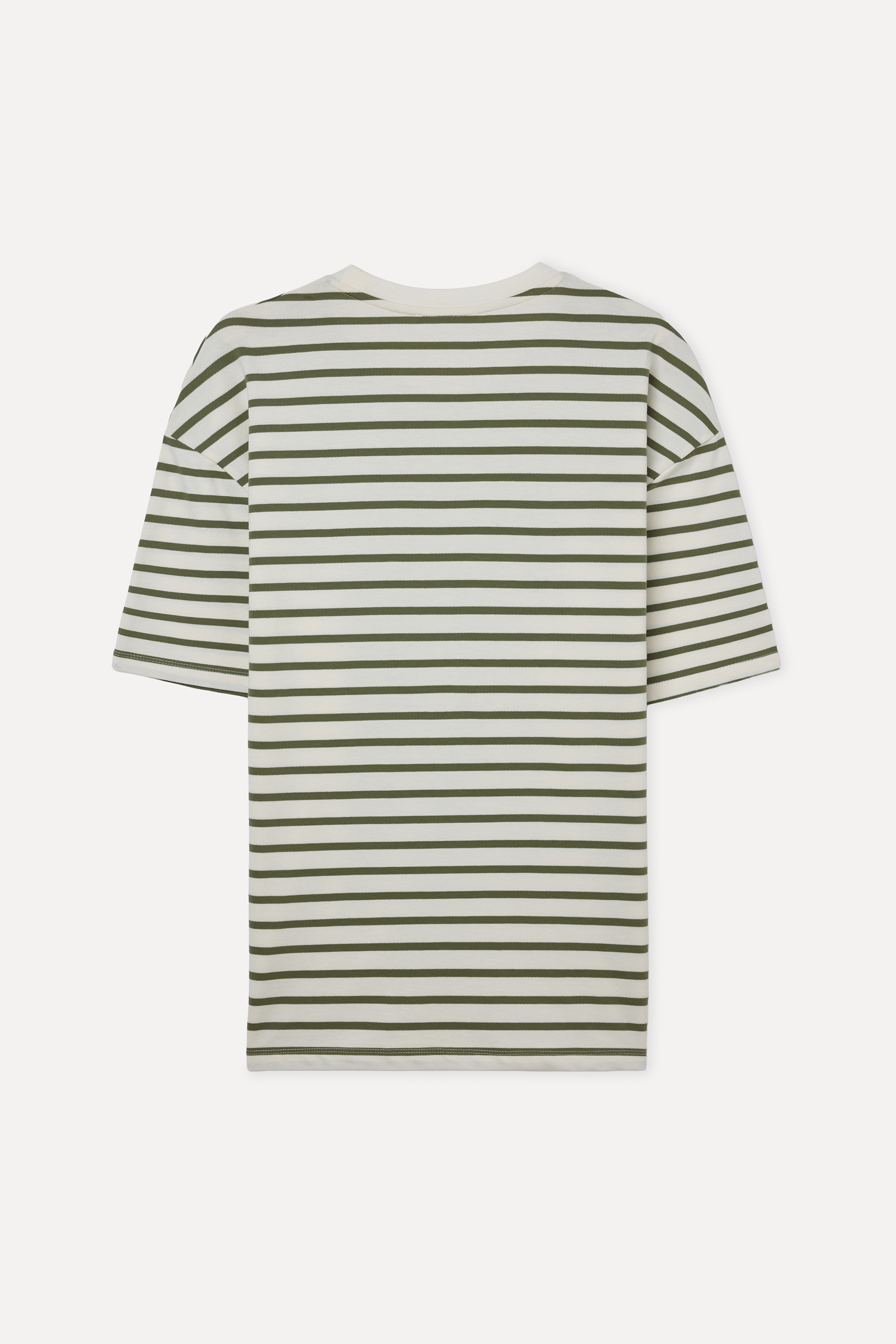 ÇİZGİLİ OVERSIZE BİSİKLET YAKA T-SHIRT