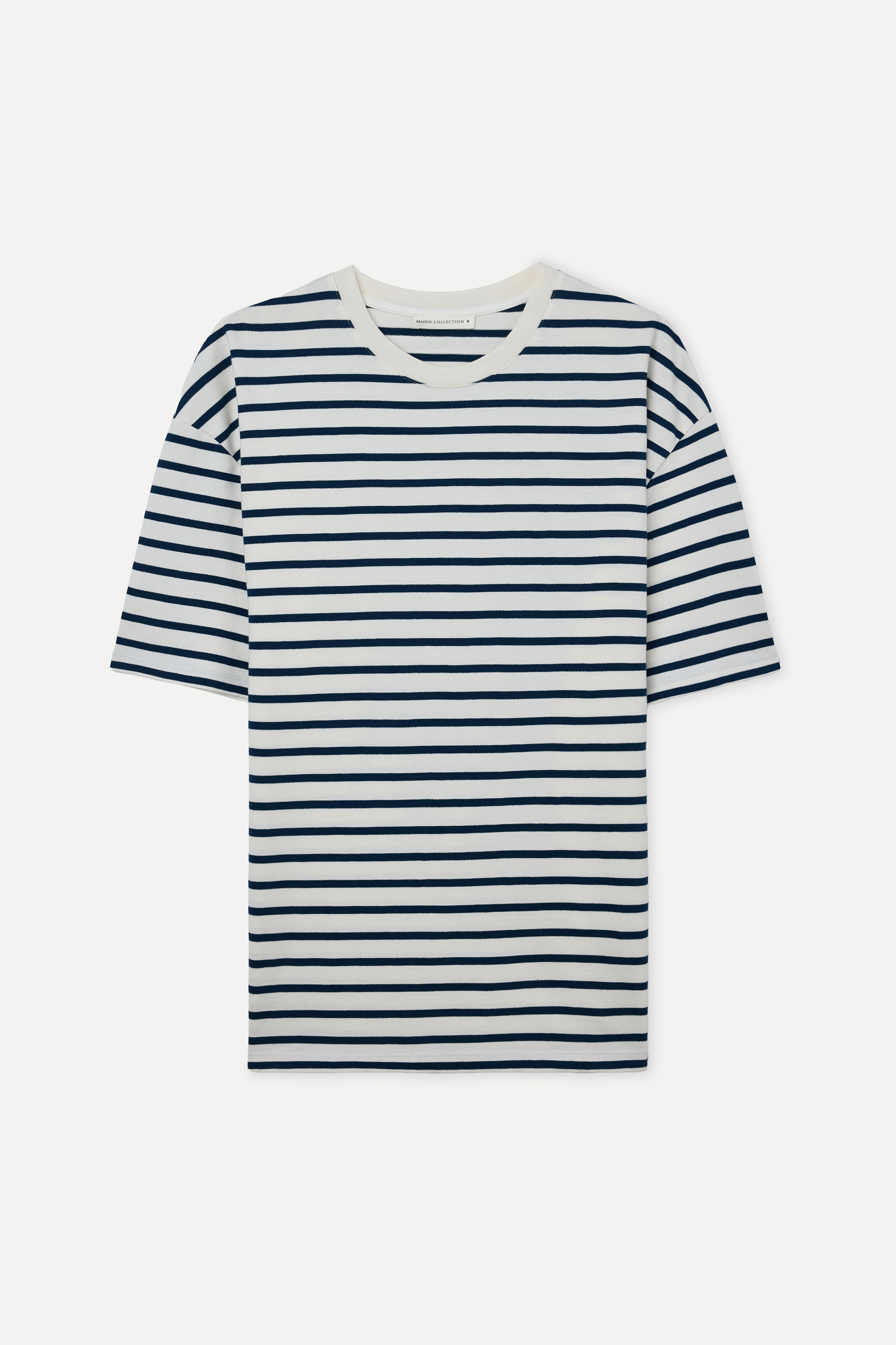 ÇİZGİLİ OVERSIZE BİSİKLET YAKA T-SHIRT