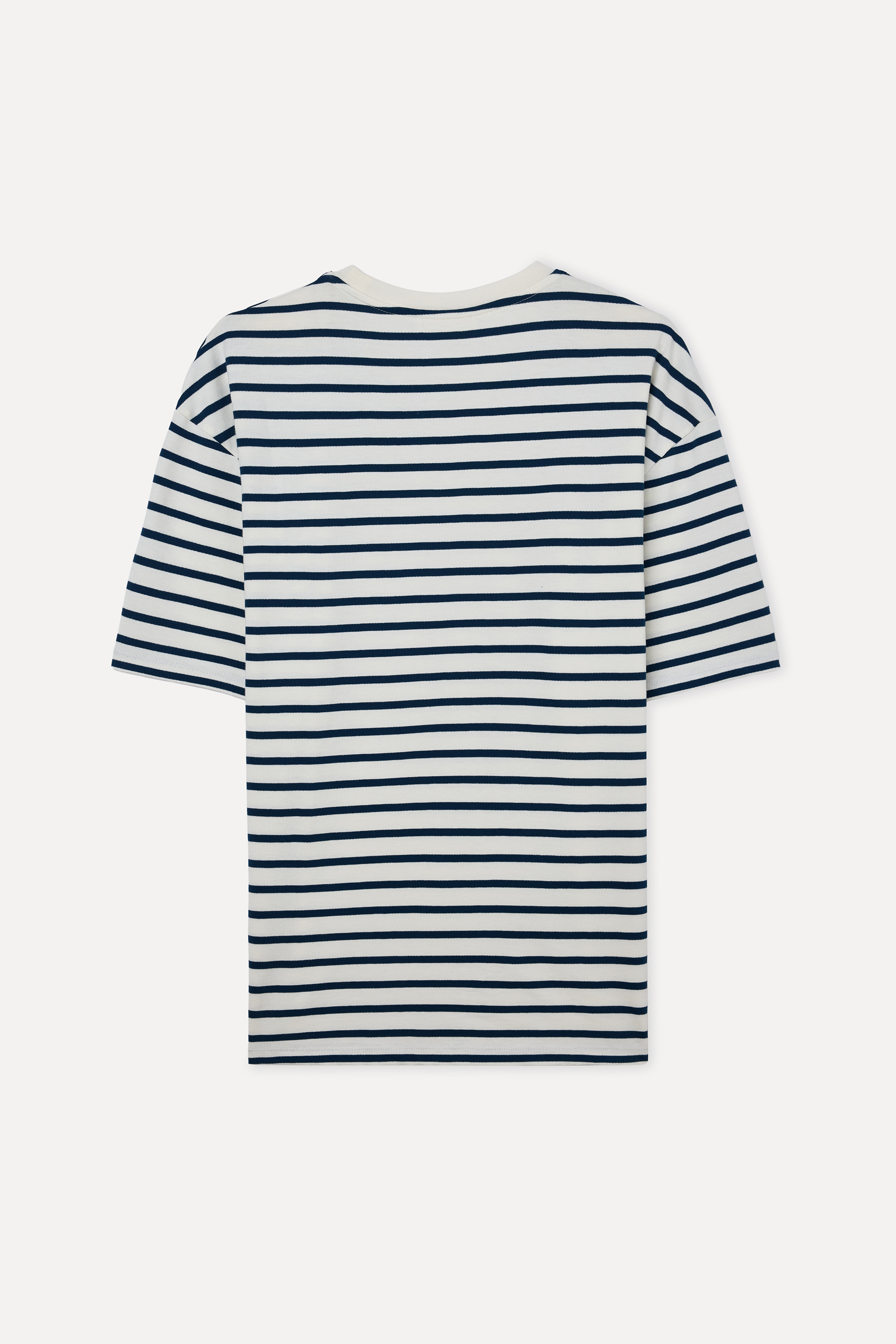 ÇİZGİLİ OVERSIZE BİSİKLET YAKA T-SHIRT