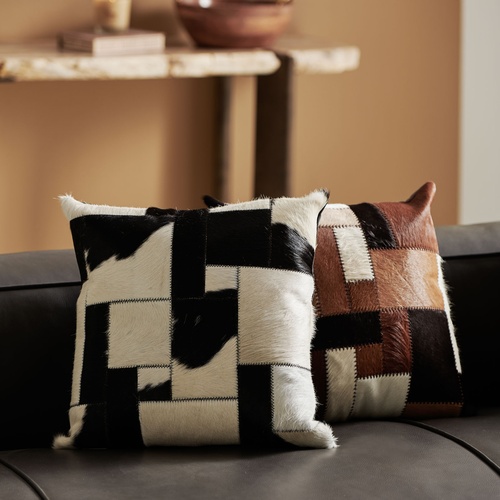 ANDREW DERİ KIRLENT SİYAH BEYAZ 45X45 CM