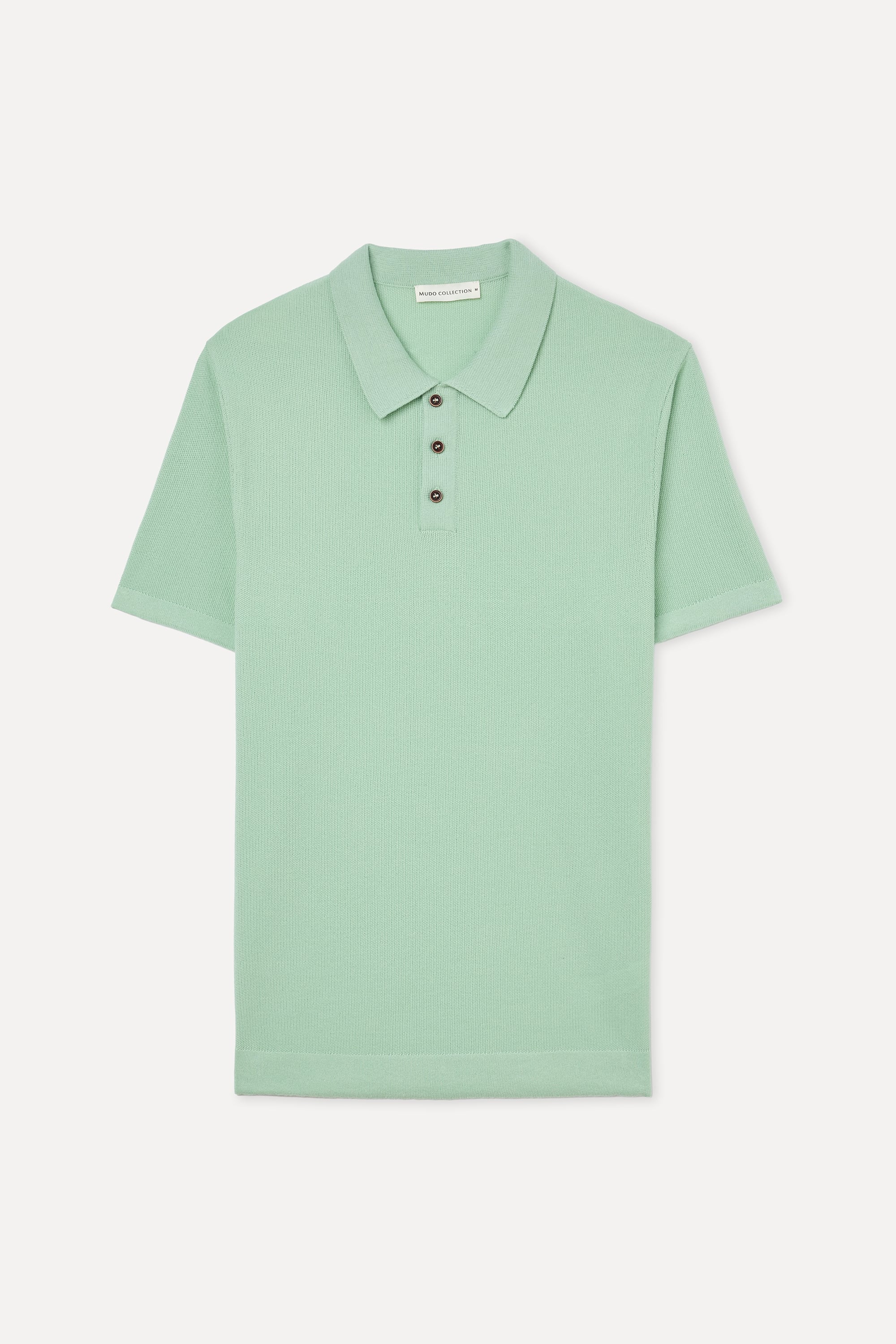 Erkek Yeşil Düğmeli Polo Yaka Kısa Kollu Triko Kazak