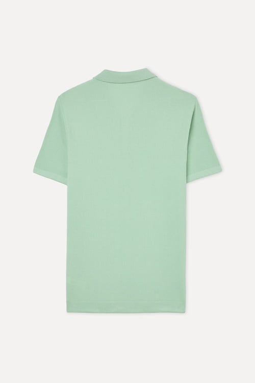  Erkek Yeşil Düğmeli Polo Yaka Kısa Kollu Triko Kazak