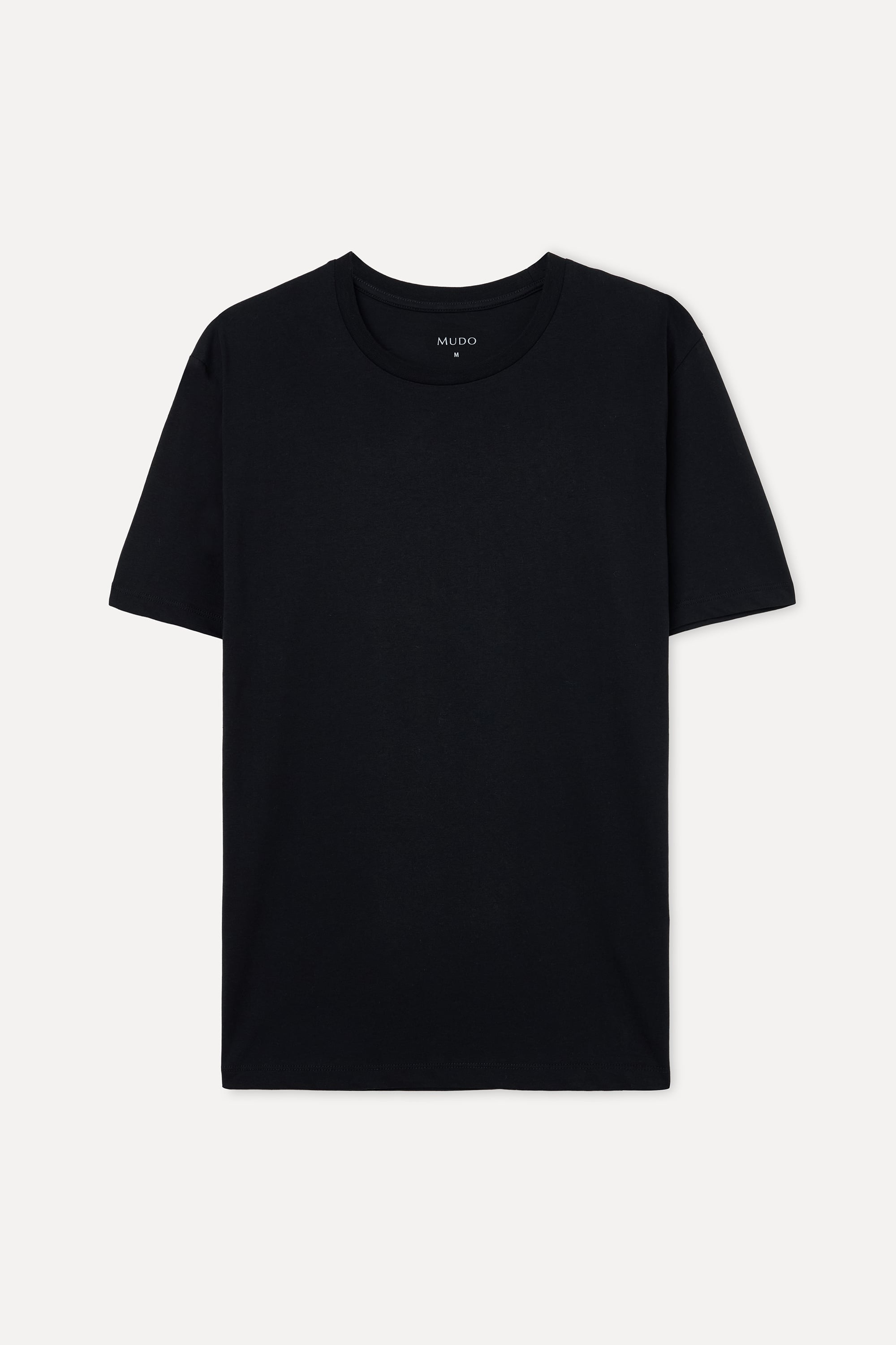 Erkek Siyah Pamuklu Bisiklet Yaka T-Shirt