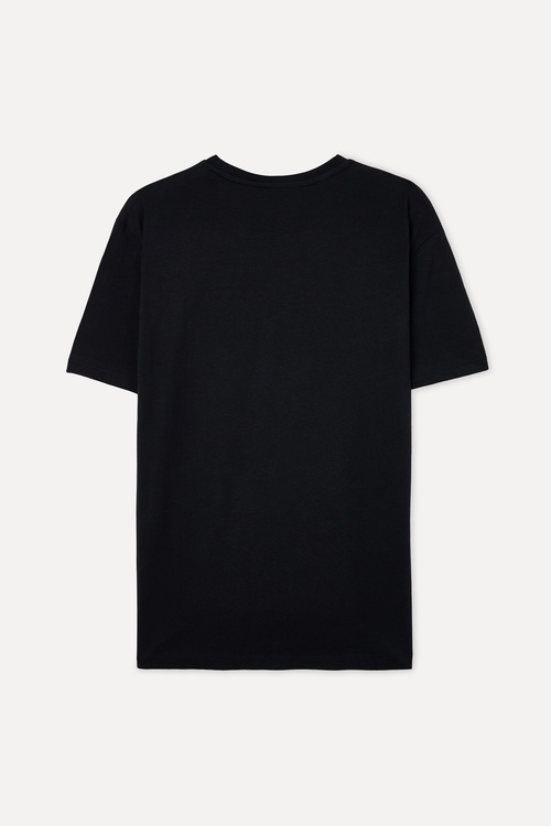  Erkek Siyah Pamuklu Bisiklet Yaka T-Shirt