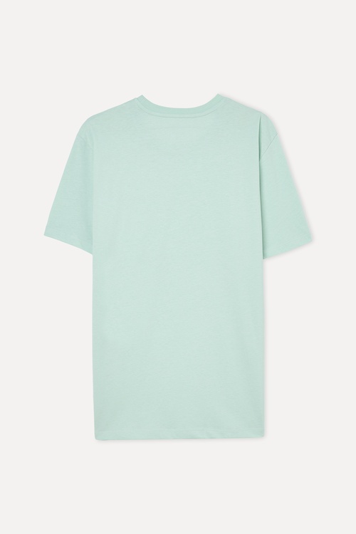 Erkek Yeşil Pamuklu Bisiklet Yaka T-Shirt