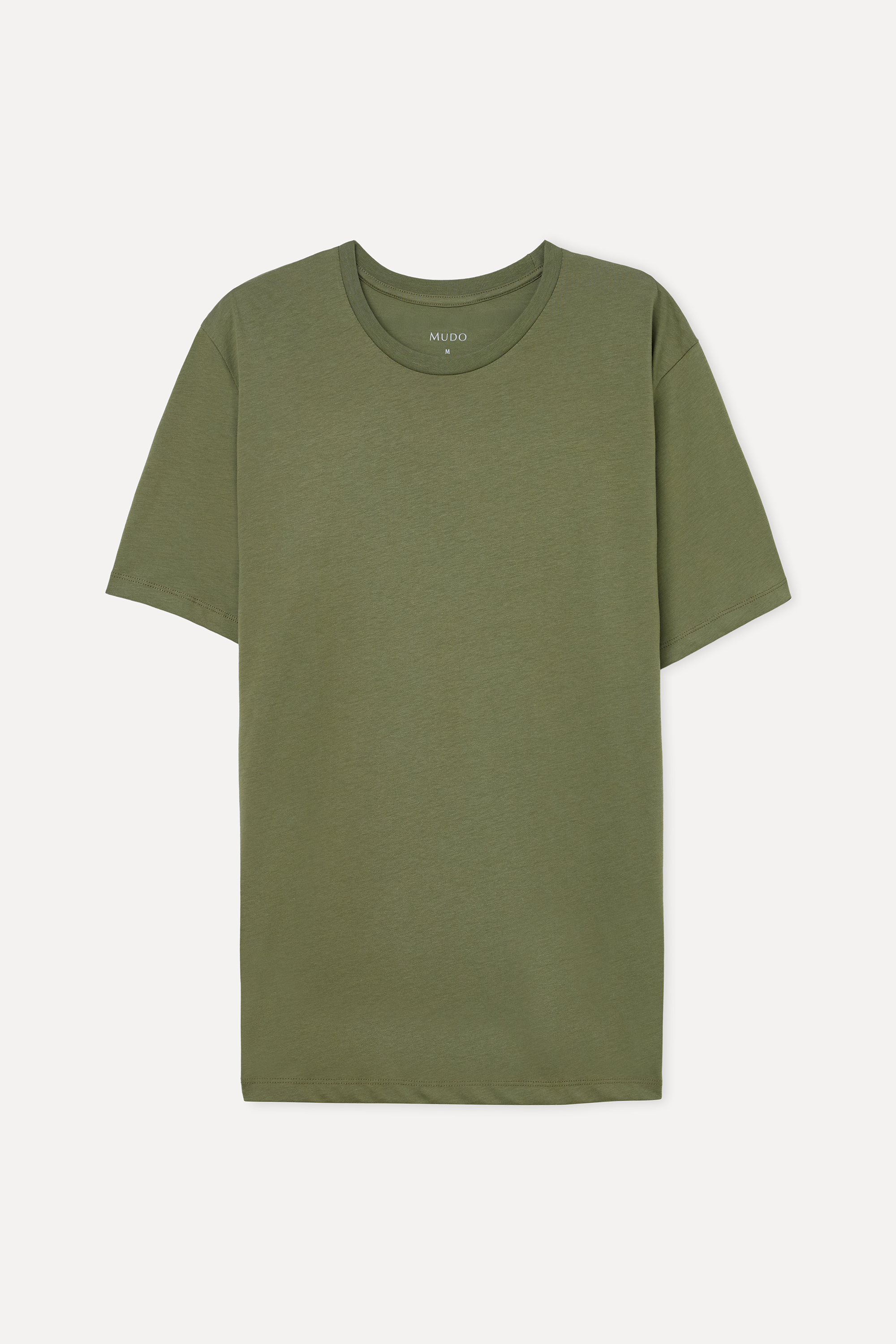 Erkek Haki Pamuklu Bisiklet Yaka T-Shirt