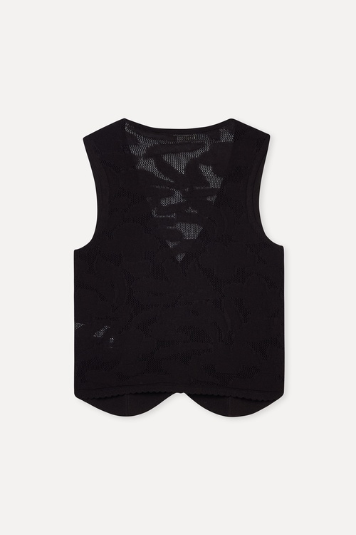 Kadın Kahverengi V Yaka Fitted Jakarlı Yelek