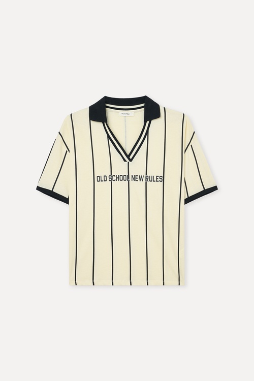 Kadın Sarı Baskılı Loose Fit Polo Yaka T-Shirt