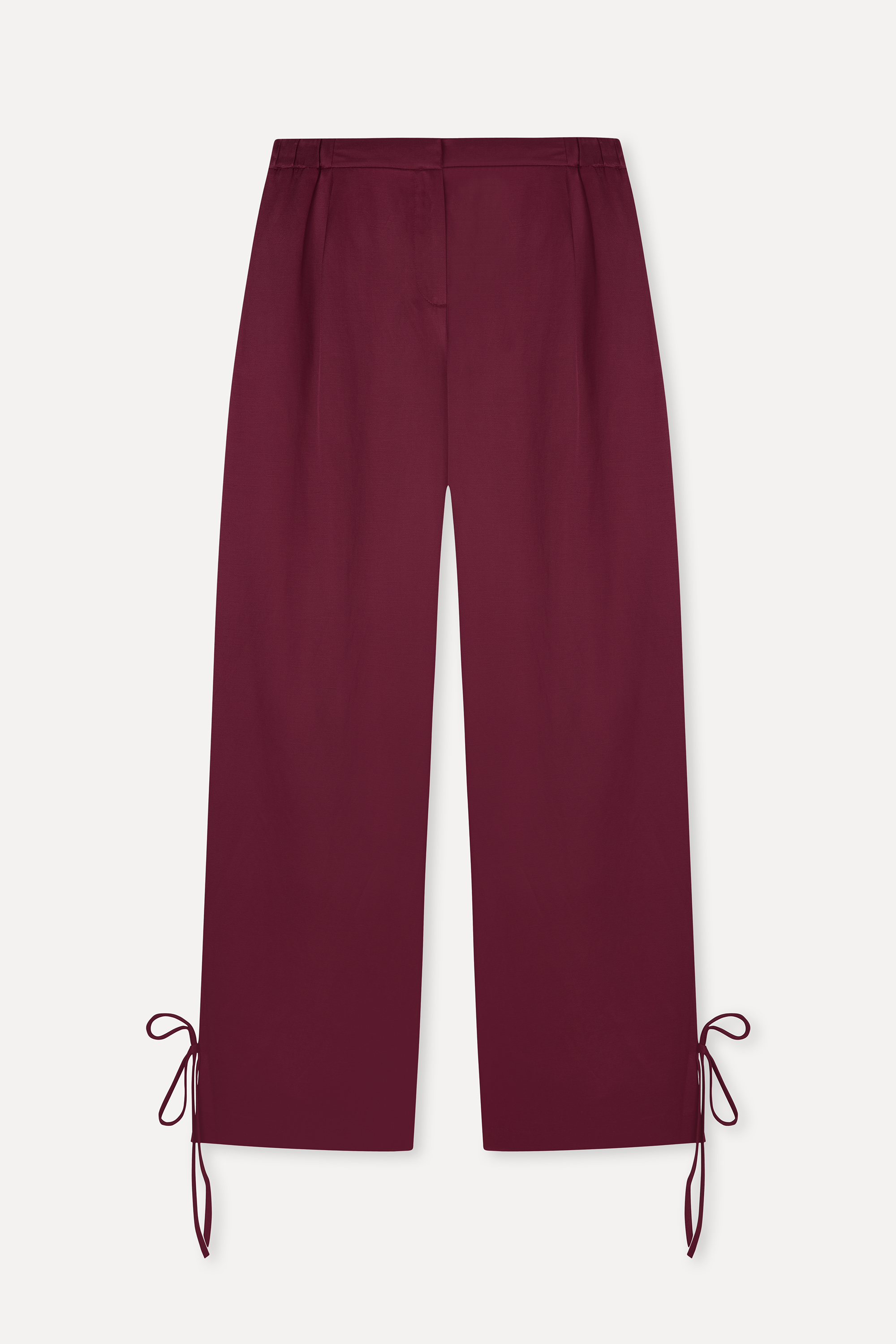 Kadın Bordo Paça Detaylı Loose Fit Pantolon